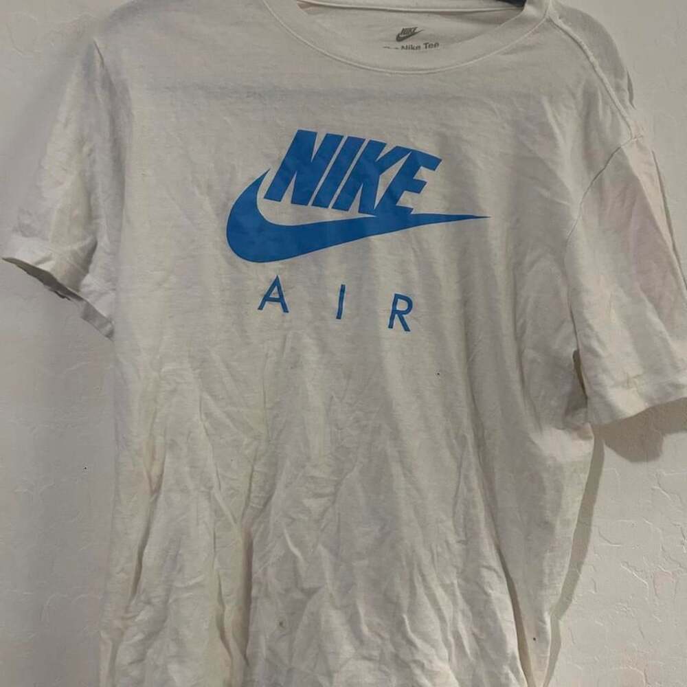 Nike Air T-Shirt Size M White Blue Swoosh Graphic Tee